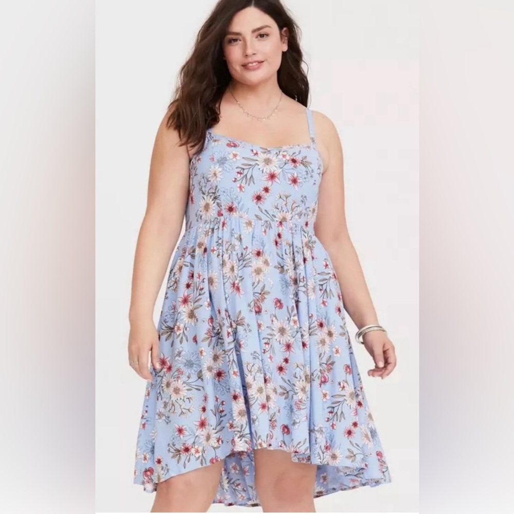 Torrid Blue Floral High Low Dress